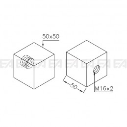 Glass cube VDS05 technical drawing