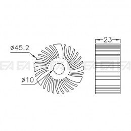 Aluminium heatsink DIS007.0023.001 technical drawing
