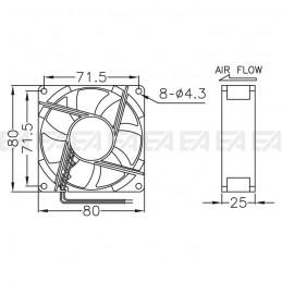 Cooling fan FAN24.001.00 technical drawing