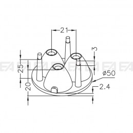 Lens LM050 h 28 mm technical drawing