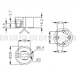 Portalampade H4P disegno tecnico