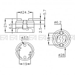 Portalampade H6U disegno tecnico