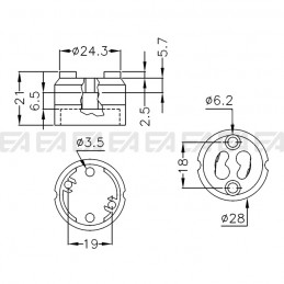 Lampholders H6Z technical drawing