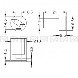 Portalampade M5X disegno tecnico