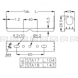 Bracket STA17 - 18 technical drawing