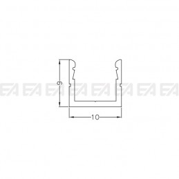 Profilo in alluminio PRA17X disegno tecnico