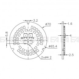 PCB LED board CL076 cv technical drawing