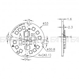 110~120Vac PCB LED board CL166 technical drawing