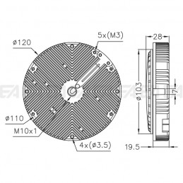 220-240Vac LED module MT149 technical drawing