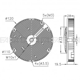 220-240Vac LED module MT151 technical drawing