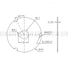 Biadhesive thermal PAD 44 mm diameter technical drawing