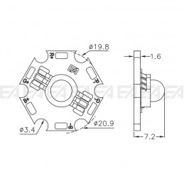 RGB PCB LED board CL062 technical drawing