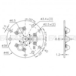 CL036 PCB RGB LED board technical drawing