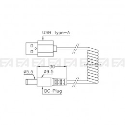 USB Type-A / DC-plug cable CAV021.00 technical drawing