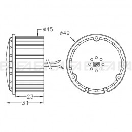 220-240Vac LED module MT078 technical drawing