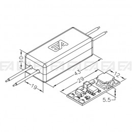 LED driver DRC0350C13 technical drawing