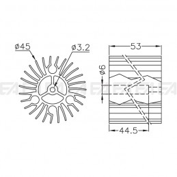 Aluminium heatsink DIS1163.0530.011 technical drawing