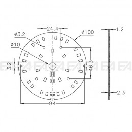 CL044 PCB LED board 10.7W LEDs technical drawing