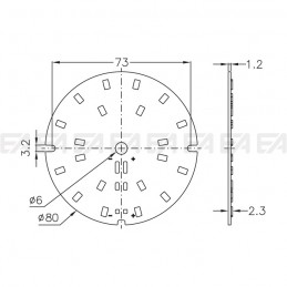 PCB LED board CL043 8W technical drawing