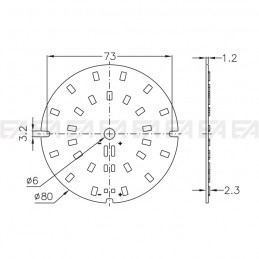 PCB LED board CL043 10.9W technical drawing