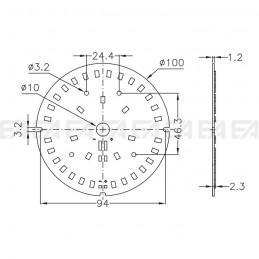 CL044 PCB LED board 15.4W technical drawing