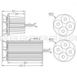 LED module QR50X technical drawing