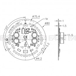 220-240Vac PCB LED board CL360 technical drawing