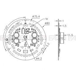 Scheda LED 220-240Vac CL360 disegno tecnico