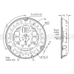 Scheda LED 220-240Vac CL360 con cover, disegno tecnico