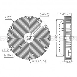 220-240Vac LED module MT361 technical drawing