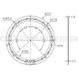 PCB LED board CL332 XV2 technical drawing