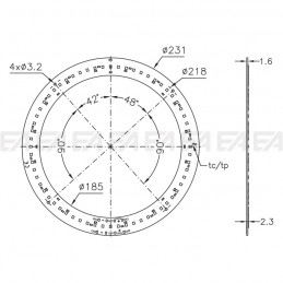 PCB LED board CL332 XV1 technical drawing