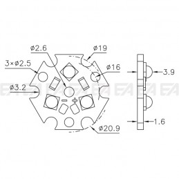 CL073 PCB LED board technical drawing