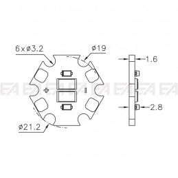 CL086 PCB LED board technical drawing