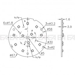 PCB LED board CL082 cc technical drawing