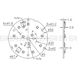 Disegno tecnico scheda LED CL082 cv