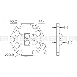 PCB LED board CL081 tecnical drawing