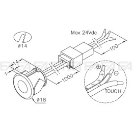 Interruttore touch INT003 disegno tecnico