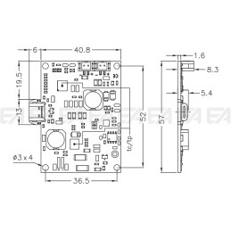 Electronic control board CTC011A technical drawing