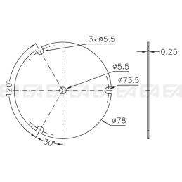 PAD termico Ø 78 mm disegno tecnico