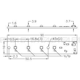 PCB LED board CL051 technical drawing