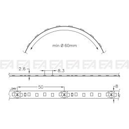 LED strip STW1203R82V08 technical drawing