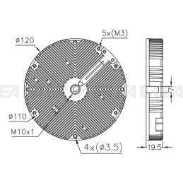 Aluminium heatsink DISE07.0120.020 technical drawing