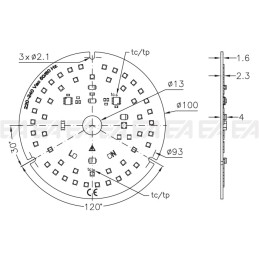 Scheda LED 220~240Vac CL152 disegno tecnico