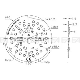 Scheda LED 220~240Vac CL151 disegno tecnico