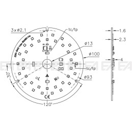 220~240Vac PCB LED board CL149 technical drawing