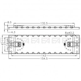 Scheda LED CL083 disegno tecnico con cover
