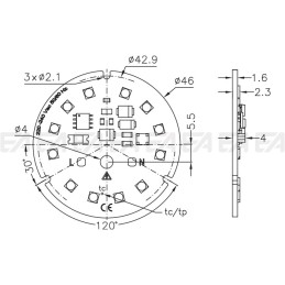 Scheda LED 220~240Vac CL148 disegno tecnico