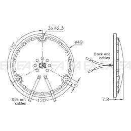 Scheda LED CL078 disegno tecnico con cover e cavi