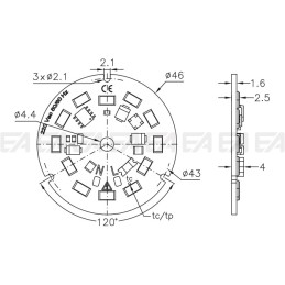 220~240Vac PCB LED board CL078 technical drawing
